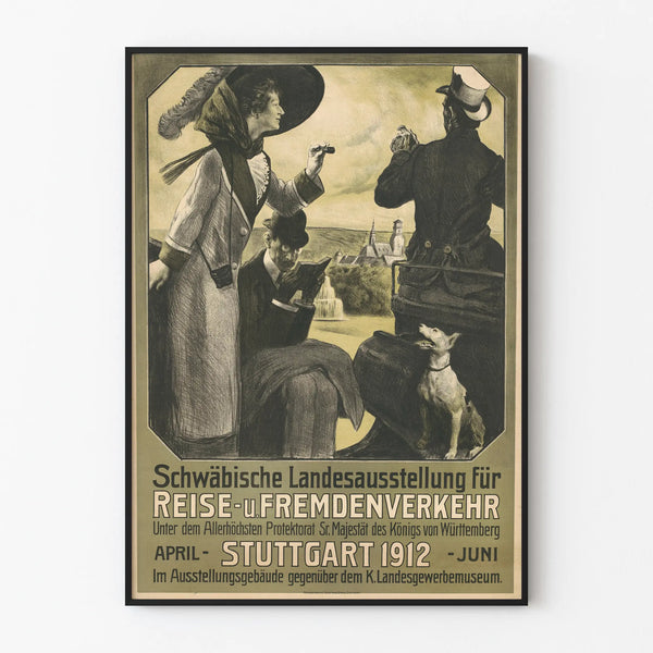 Vintage poster for the Stuttgart tourist exhibition 1912 wall decoration