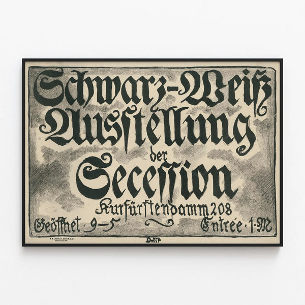 Black and White Poster - Berlin Secession Exhibition — framed artwork on a wall