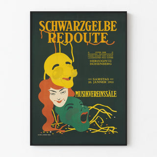 Vintage black and yellow poster for Musikverein 1913 event