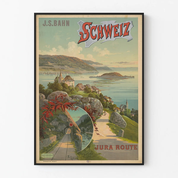 Vintage Swiss Jura Route Poster - Travel and Nature Wall Decoration