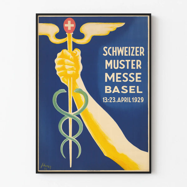 Vintage Swiss Fair Basel 1929 wall decoration poster