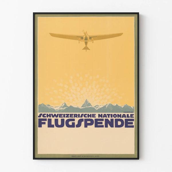 Vintage Swiss Poster Flugspende - Wall Decoration Aviation