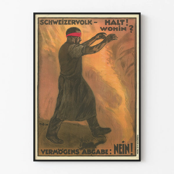 Vintage Swiss political poster against wealth tax
