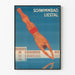 Vintage poster of Liestal swimming pool diver in action
