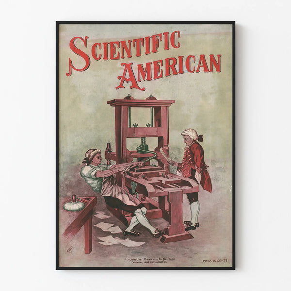 Vintage Scientific American Poster - Historic Printing Machine