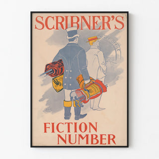 Vintage Scribner's Fiction Poster - Elegant Illustration of a Man in a Top Hat