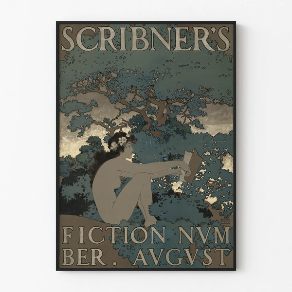 Vintage Scribner's Fiction August Poster - Elegant Wall Decoration