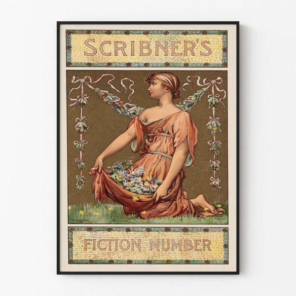 Vintage Scribner's Fiction Poster - Elegant Wall Decoration