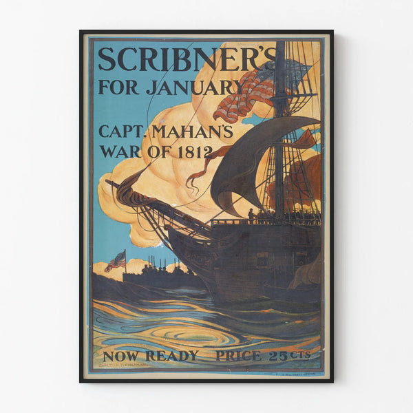 Vintage Scribner's Poster for January - War of 1812 - Marine Wall Decoration