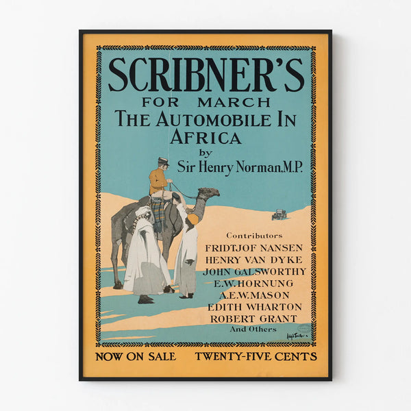 Vintage Scribner's Poster The Automobile In Africa Wall Decoration
