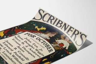 Vintage Scribner's Poster for October with Autumn Theme
