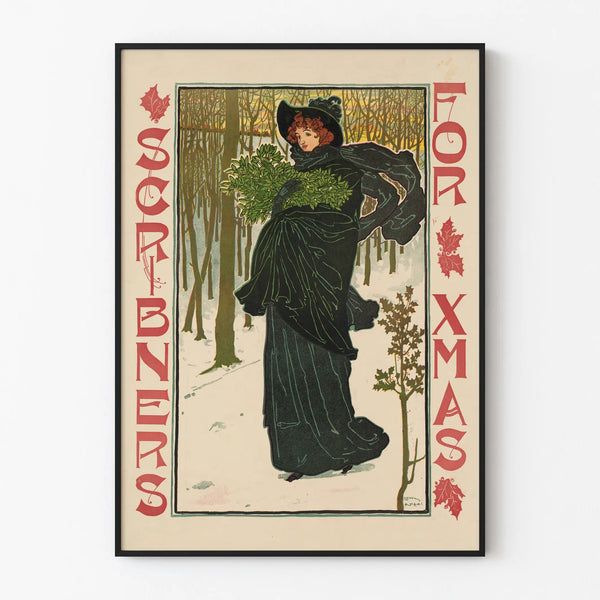 Vintage Scribner's Poster for Christmas Retro Wall Decoration