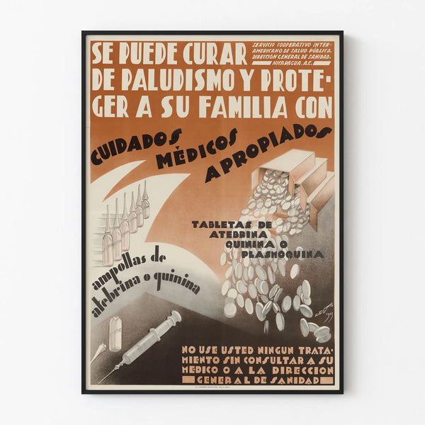 Vintage public health poster on the fight against malaria