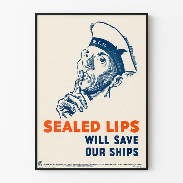Vintage Marine Poster Sealed Lips Wall Decoration