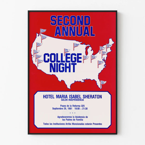 Vintage Poster Second Annual College Night - American Wall Decoration