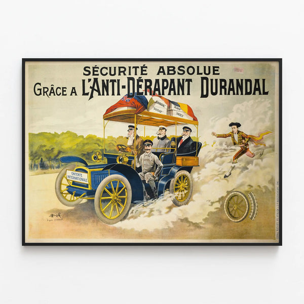 Vintage Poster Absolute Safety Non-Slip Durandal — framed artwork on a wall