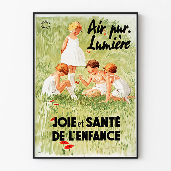 Vintage Poster Social Security - Clean air and light, joy and health of childhood