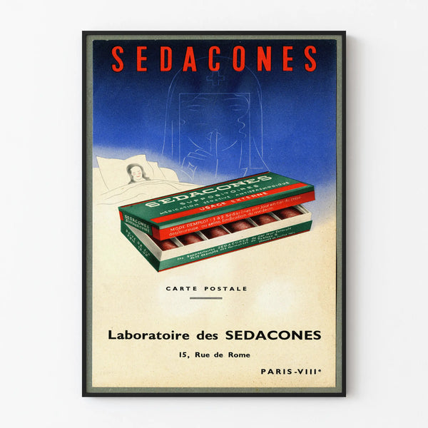 Vintage Sedacones advertisement poster - retro medical wall decoration