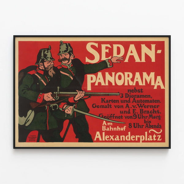 Vintage Sedan Panorama Poster at Bahnhof Alexanderplatz — framed artwork on a wall