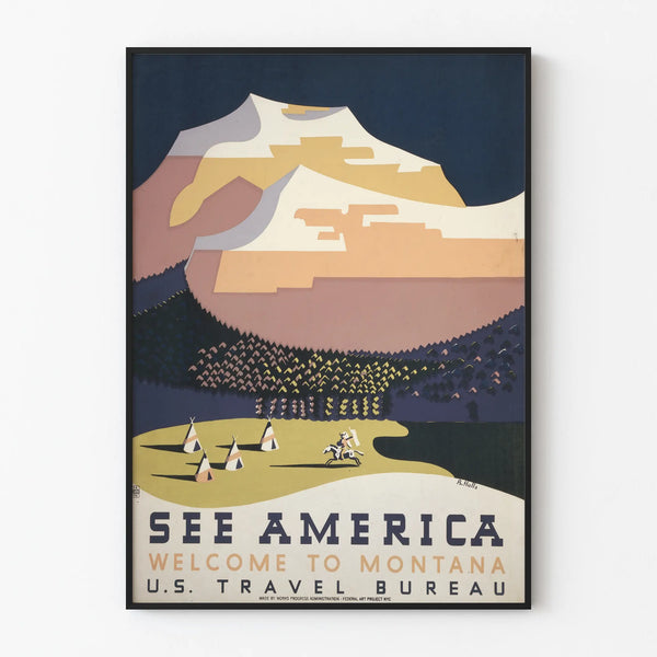 Vintage wall decoration poster Montana USA - See America