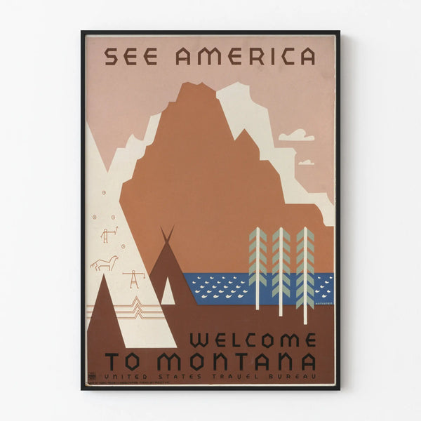 Vintage poster wall decoration Welcome to Montana
