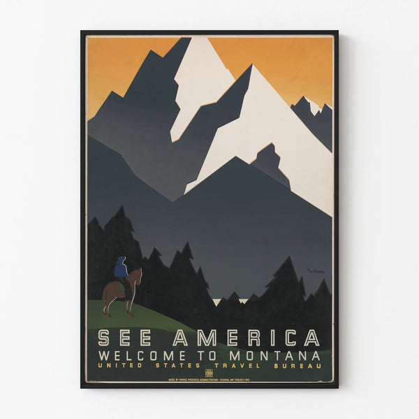 Vintage Poster See America Welcome to Montana