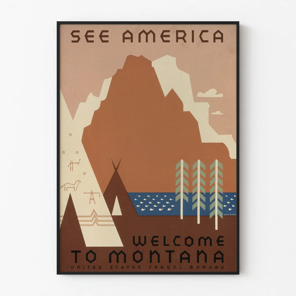 Vintage poster wall decoration Welcome to Montana See America