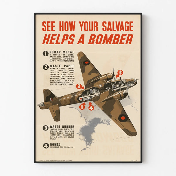 Vintage Wall Decoration Poster 'See How Your Salvage Helps a Bomber'