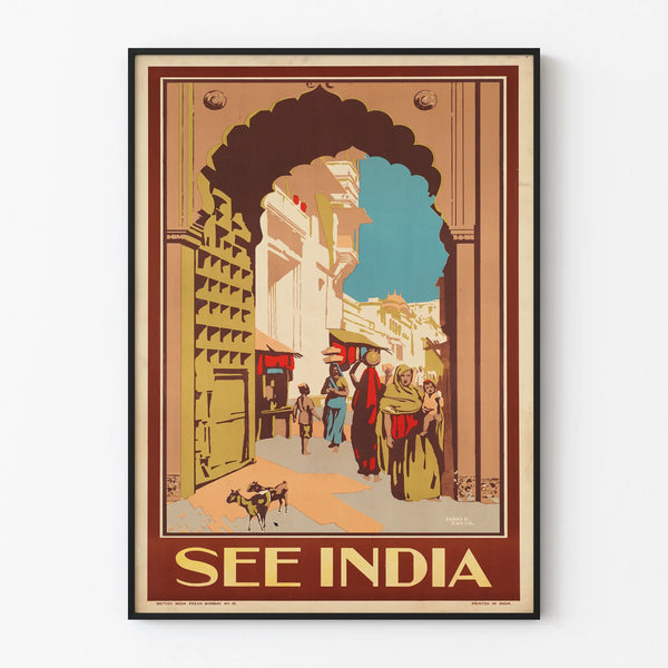 Vintage poster 'See India' - Travel wall decoration India