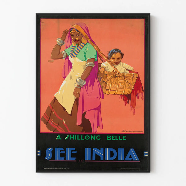 Vintage decorative wall poster 'A Shillong Belle' India