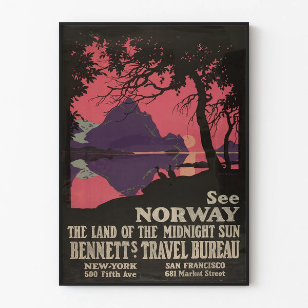 Vintage Norway Land of the Midnight Sun Poster - Wall Decoration Travel