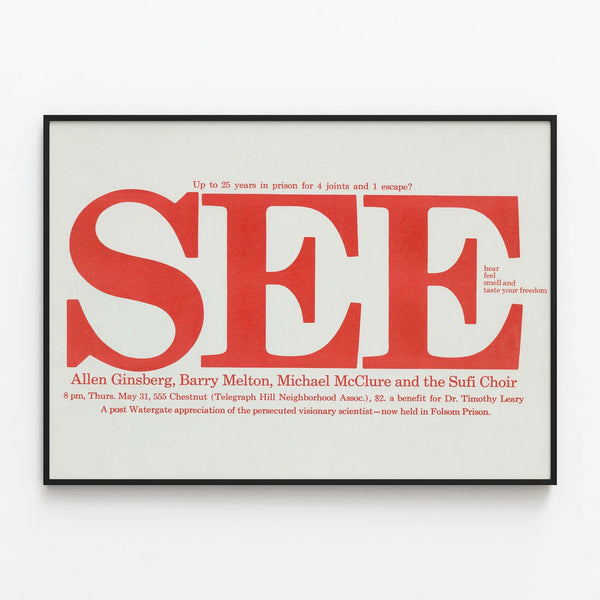 Vintage Poster 'See' - Wall Decoration Art and Poetry — framed artwork on a wall