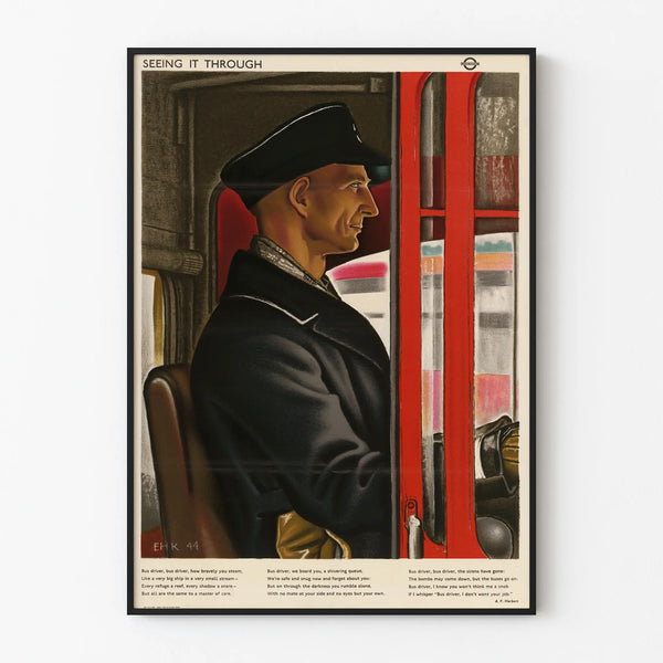 Vintage Poster Bus Driver Seeing It Through - Retro Wall Decoration
