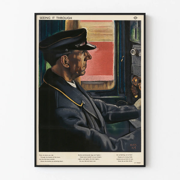 Retro Poster of Train Driver 'Seeing It Through' 1944