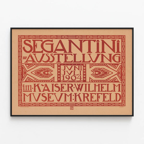 Exhibition poster of Segantini 1904 at the Kaiser Wilhelm Museum Krefeld — framed artwork on a wall