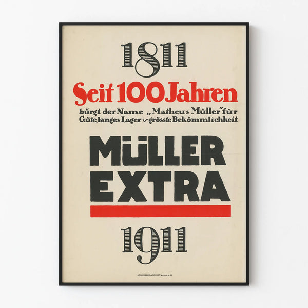 Vintage Müller Poster 1811-1911 Centennial