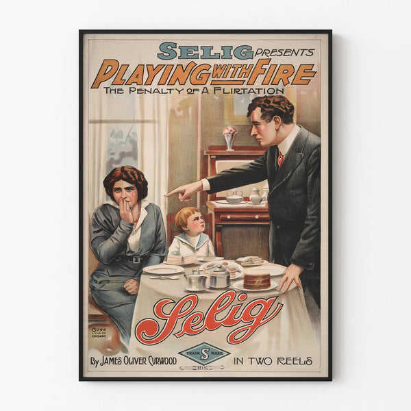 Vintage Poster Playing with Fire - Retro Wall Decoration
