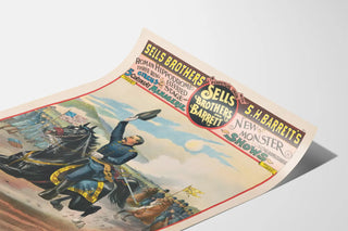 Vintage poster of Sells Brothers and Barrett - Sheridan on horseback