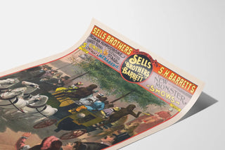Vintage poster of Sells Brothers and Barrett - The Monkey's Journey to the Derby