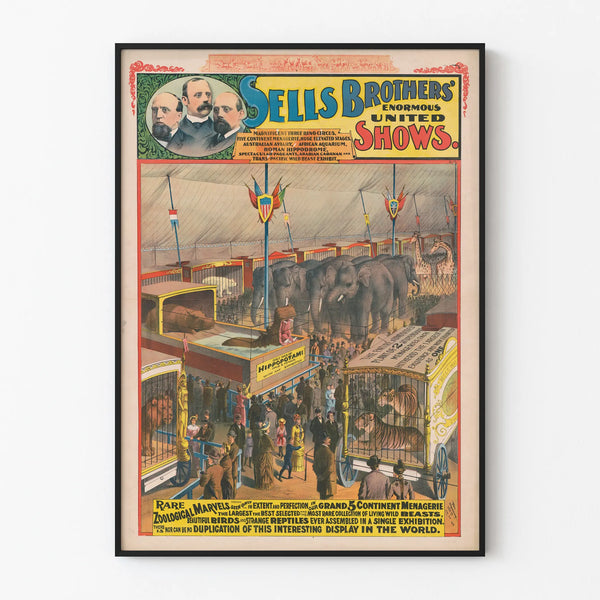 Vintage poster Sells Brothers Enormous United Shows - Circus and Animal Menagerie