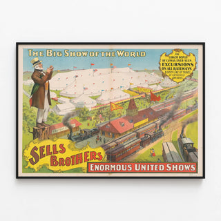 Vintage poster Sells Brothers Big Show of the World — framed artwork on a wall