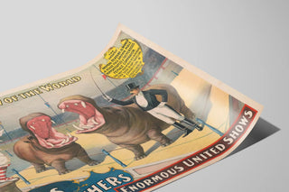 Vintage Circus Sells Brothers Poster with Giant Hippopotamuses — artwork view