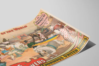 Vintage Poster Sells Brothers - Equestrian Show with Monkeys and Clowns — artwork view