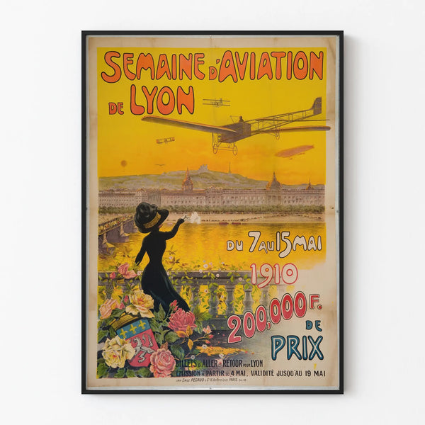 Vintage Poster of the Lyon Aviation Week 1910