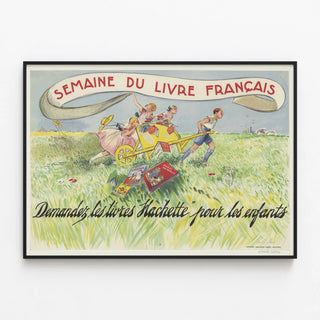 Vintage poster French Book Week - Hachette children's books — framed artwork on a wall