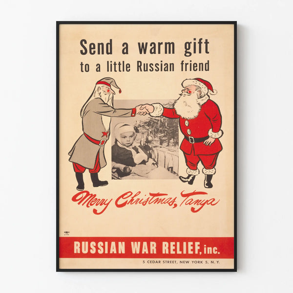 Vintage decorative poster Christmas Russian Friendship