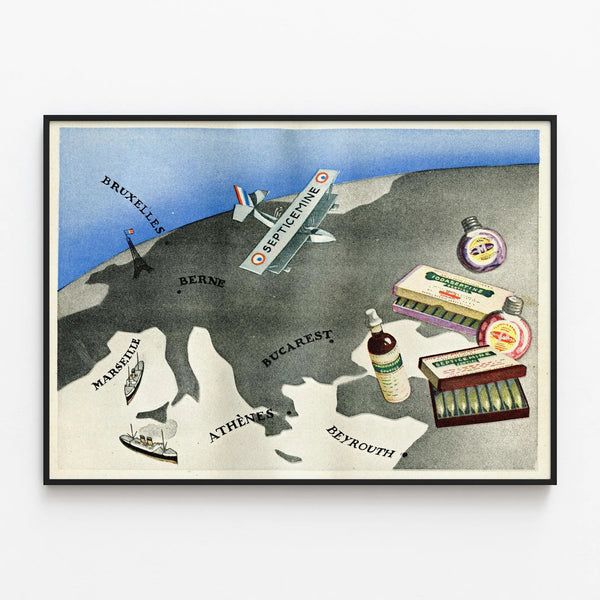 Vintage Advertising Poster Septicemine - Old Cards and Products — framed artwork on a wall