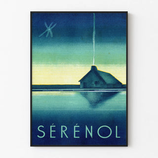 Decorative poster Sérénol - House by the water at sunset