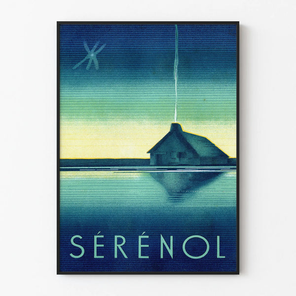 Decorative poster Sérénol - House by the water at sunset