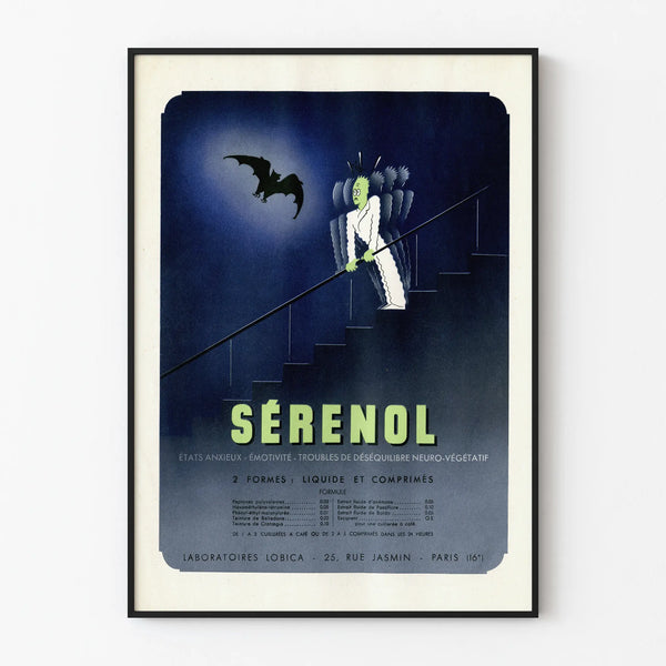 Vintage Sérénol Poster - Retro Wall Decoration for Anxiety and Sleep
